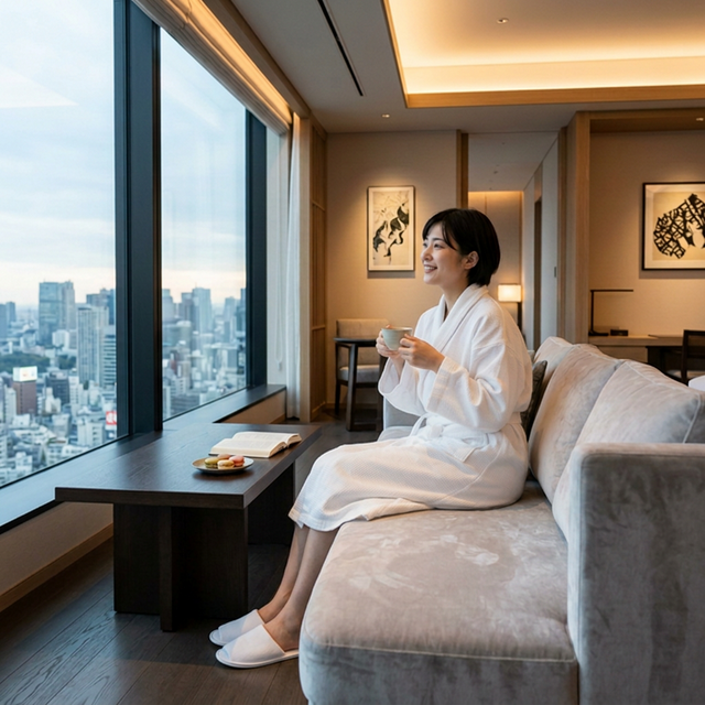 美容ホカンスを楽しむ女性